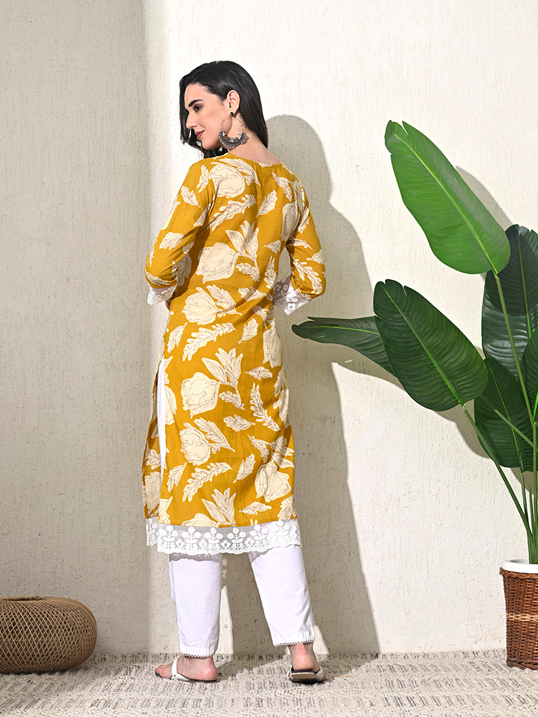 Yellow Leheriya Print Cotton Kurta