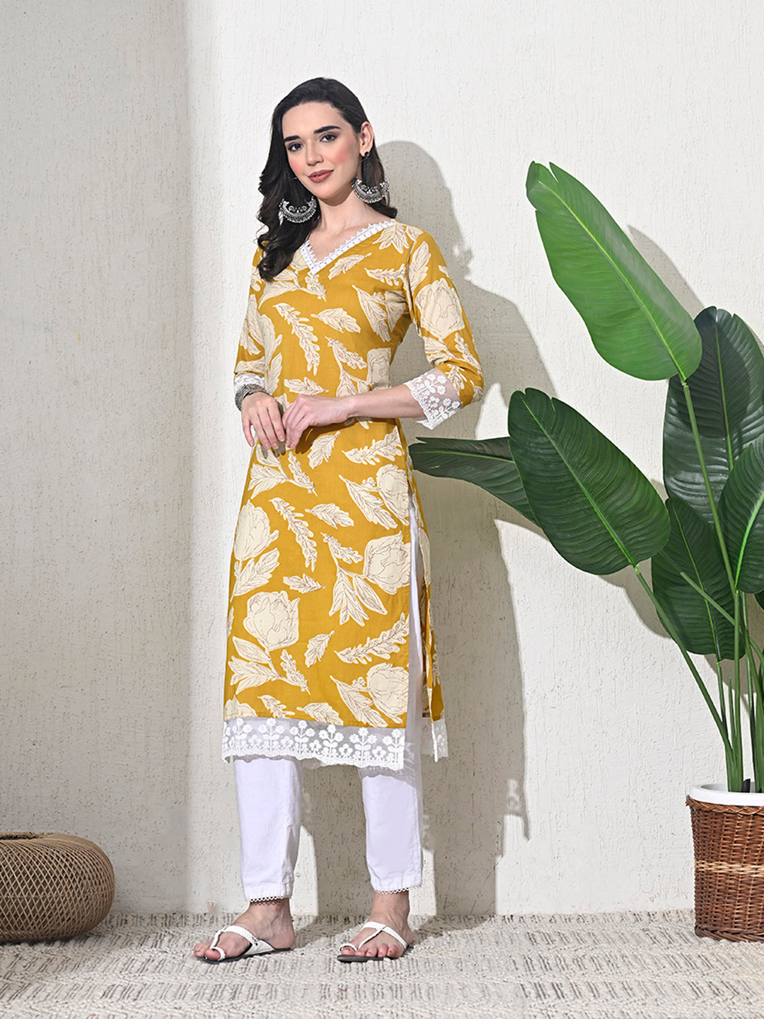 Yellow Leheriya Print Cotton Kurta