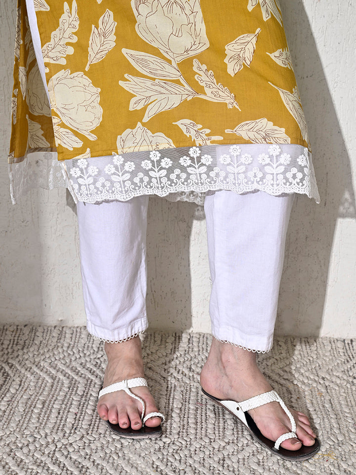 Yellow Leheriya Print Cotton Kurta