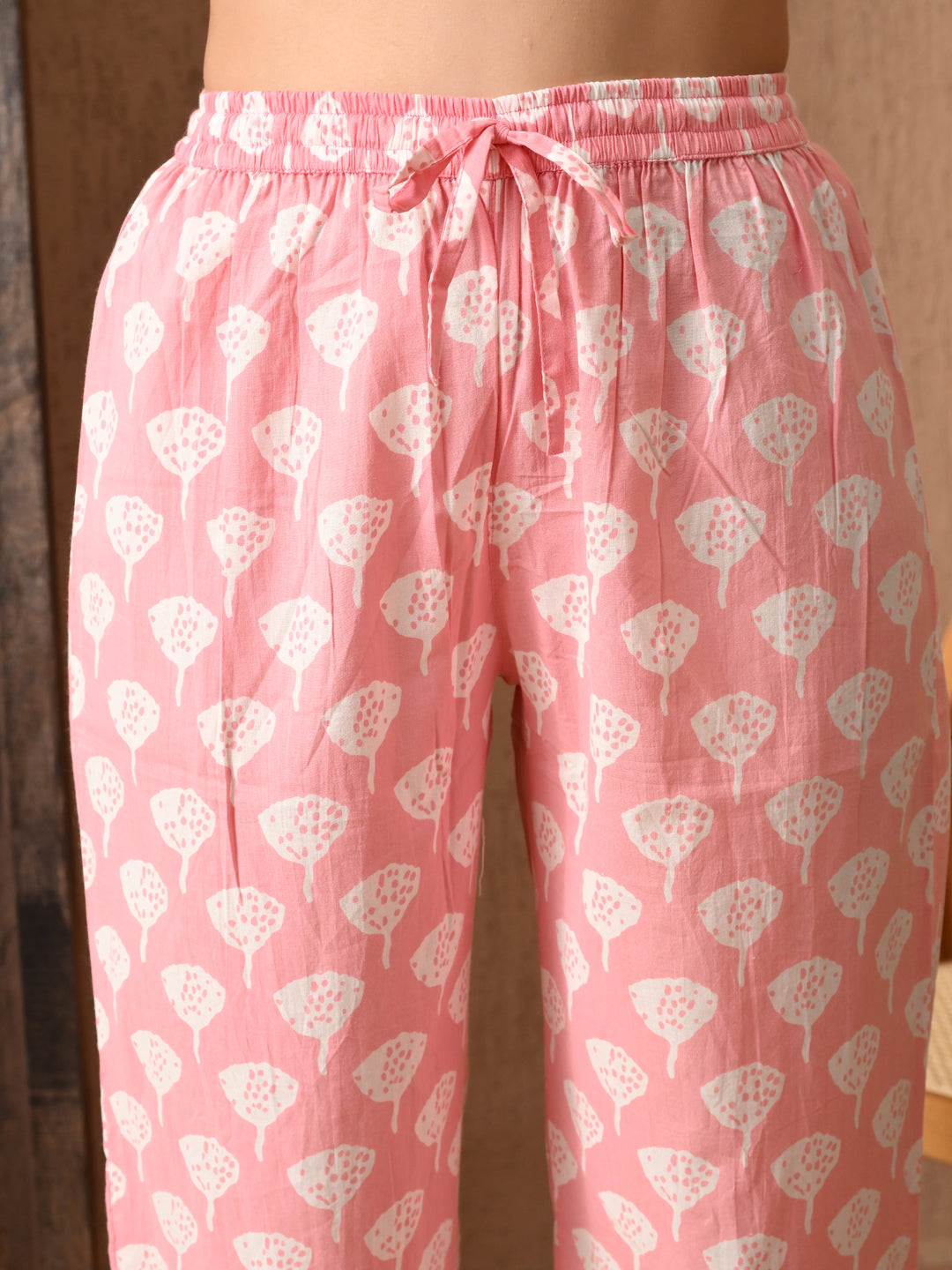 Pink Floral V-Neck Kurta Sets