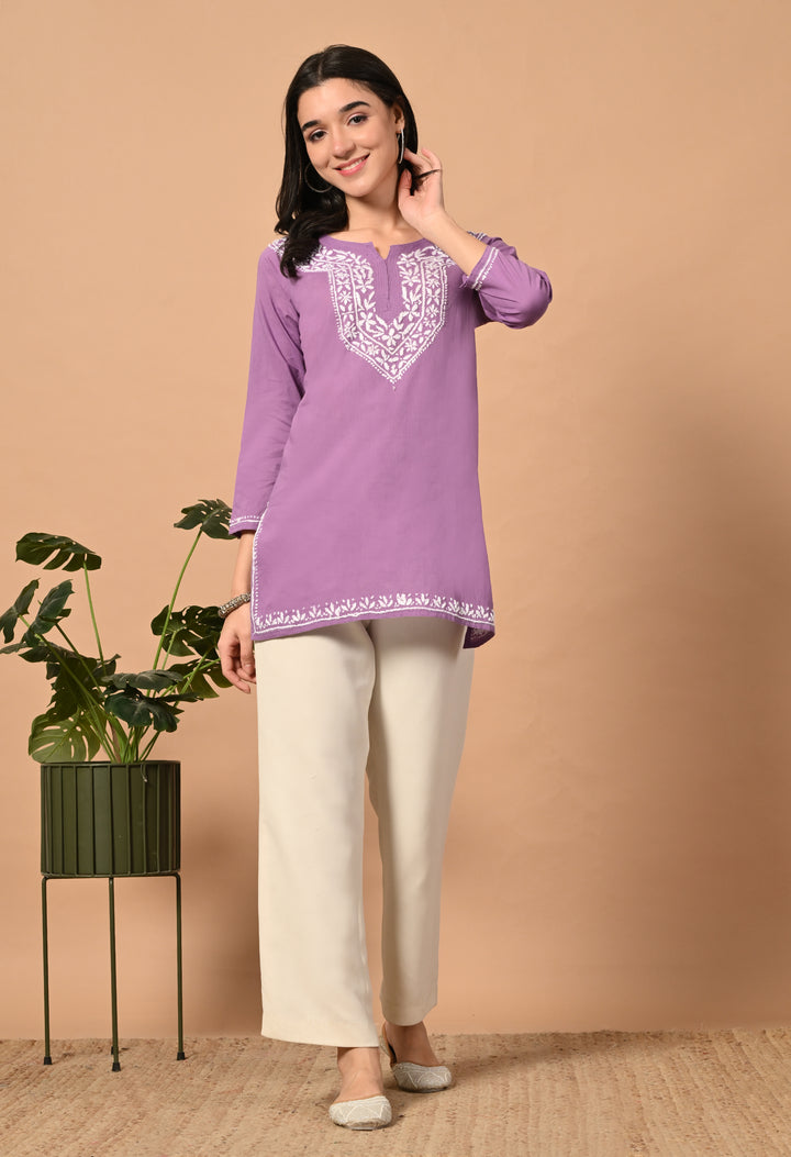 Lavender Premium Chikankari Kurti