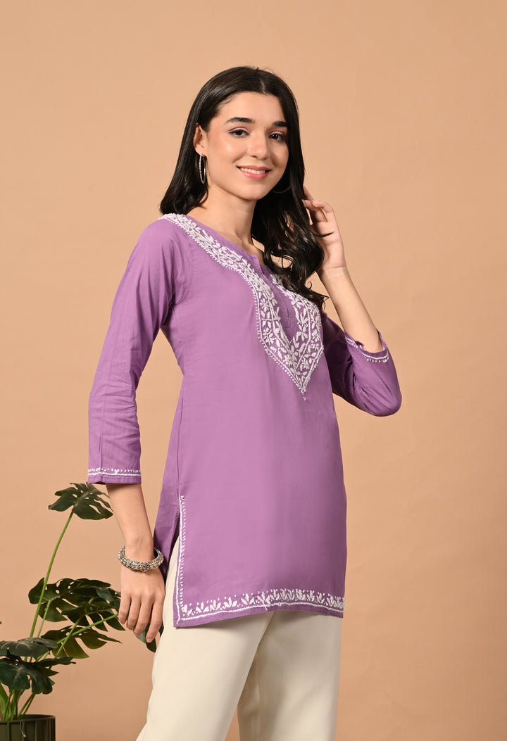 Lavender Premium Chikankari Kurti