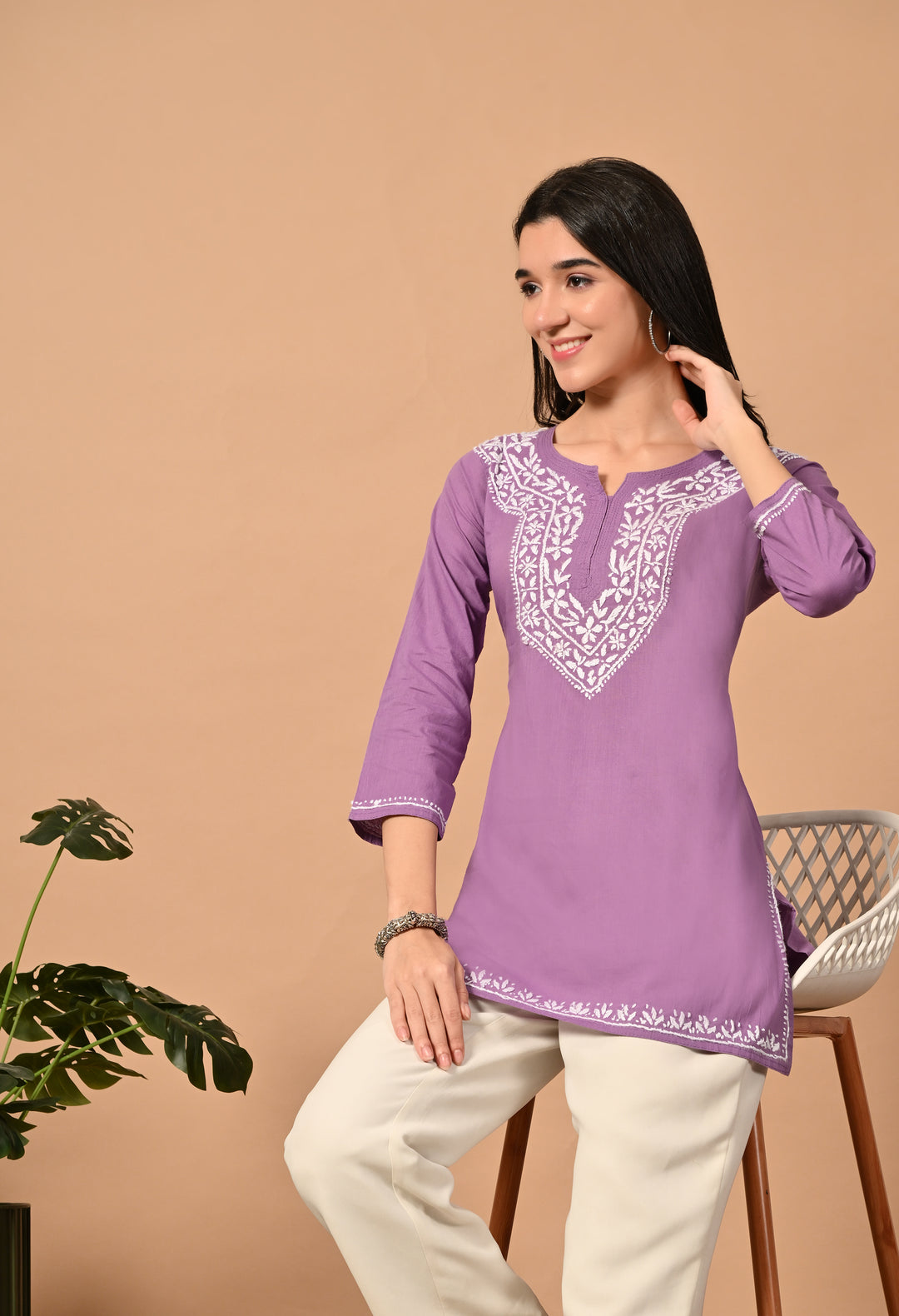 Lavender Premium Chikankari Kurti