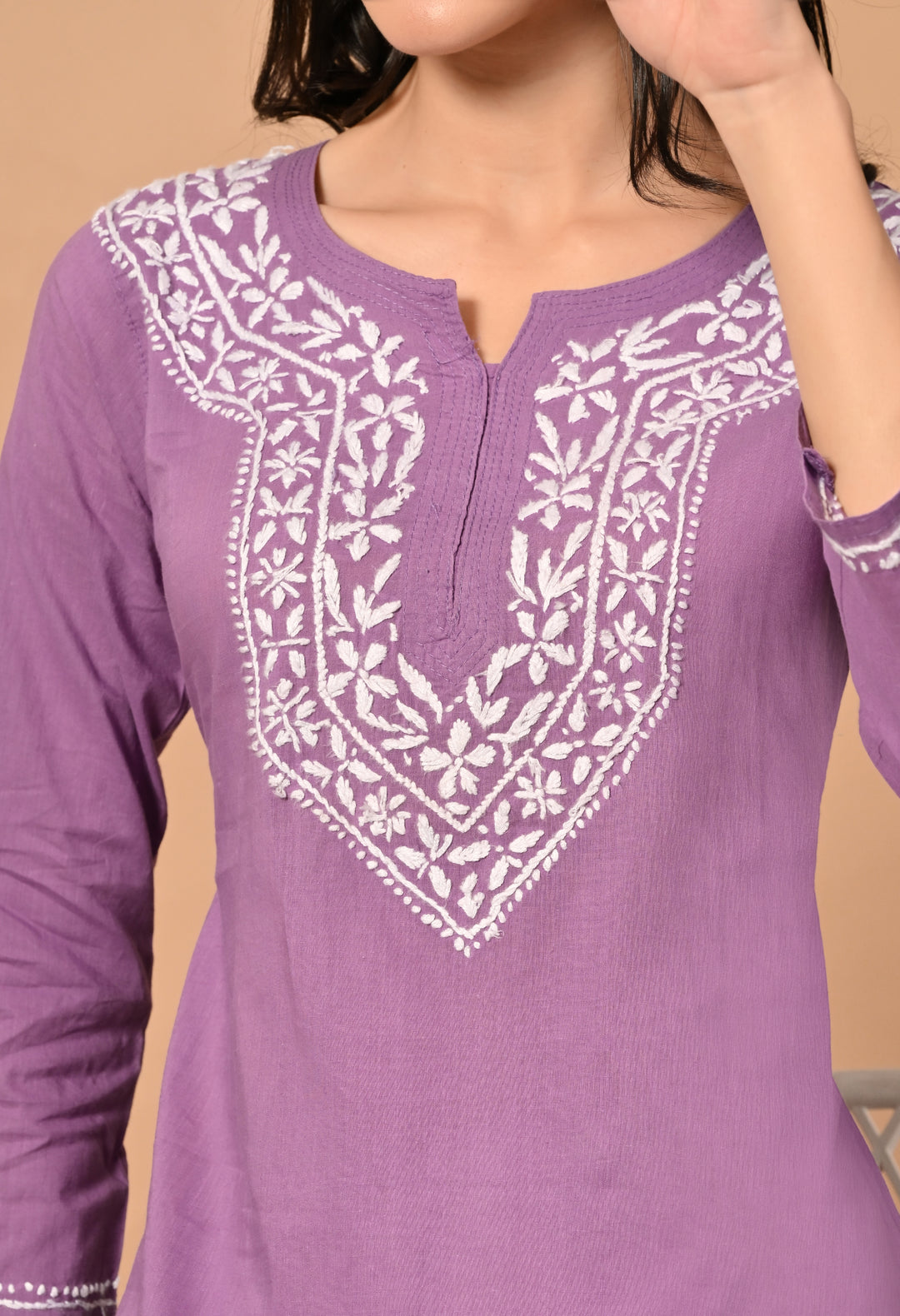Lavender Premium Chikankari Kurti
