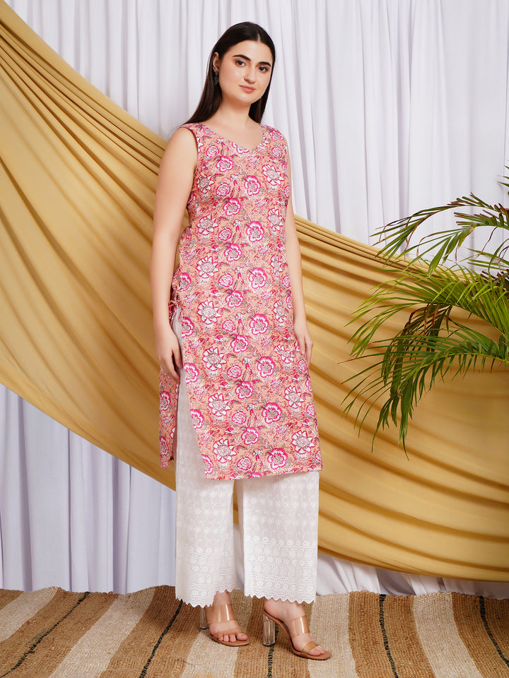 Gulabi Printed Pure Cotton Straight Kurta
