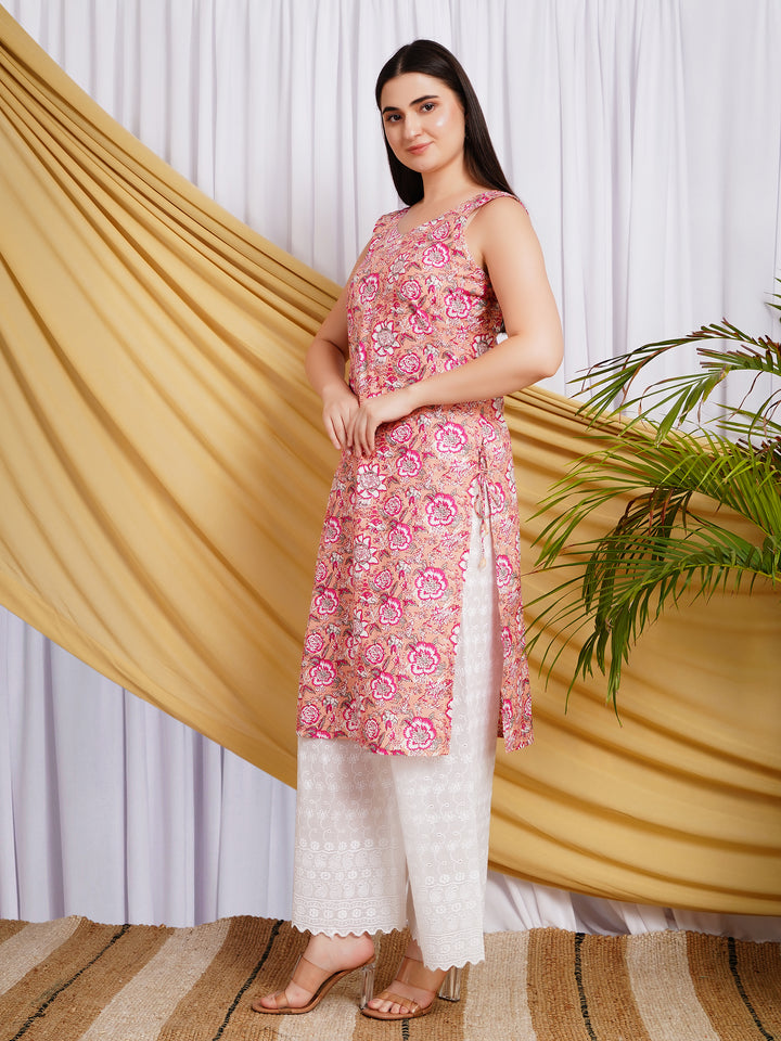 Gulabi Printed Pure Cotton Straight Kurta