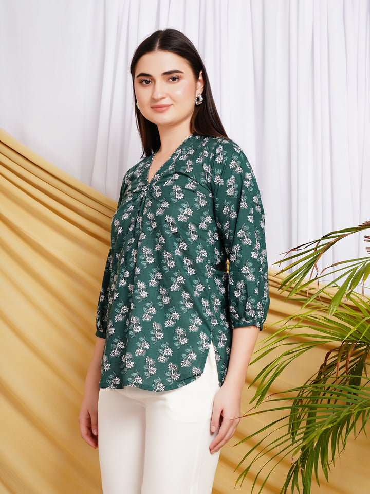 Aranya Ethnic Motif Printed Pure Cotton Top