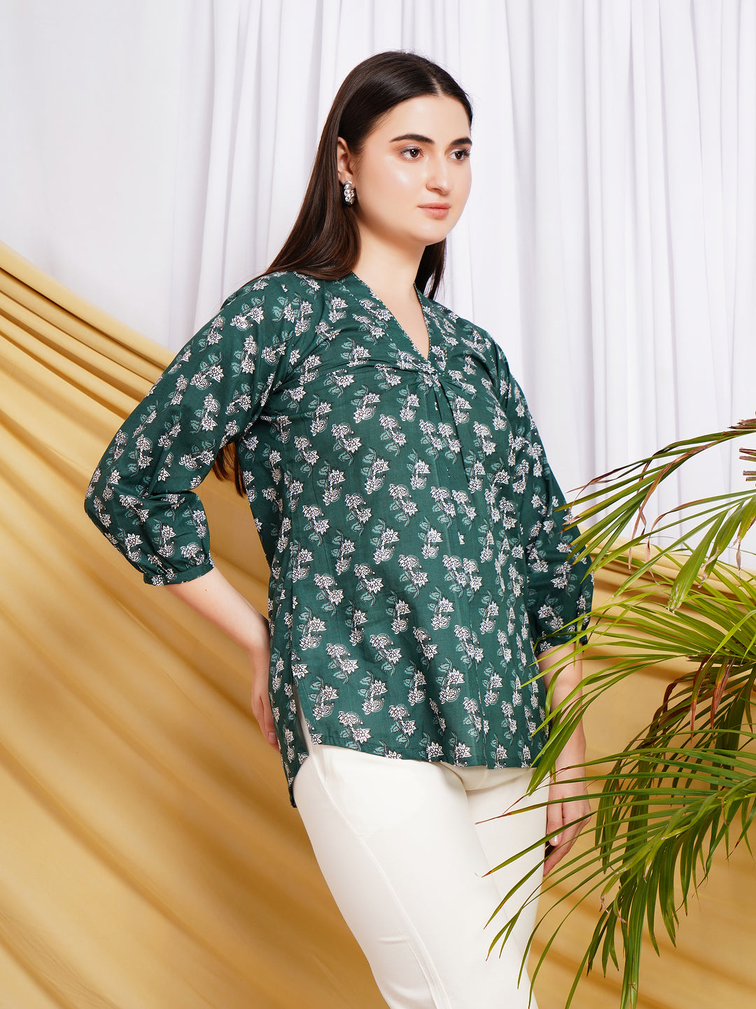 Aranya Ethnic Motif Printed Pure Cotton Top