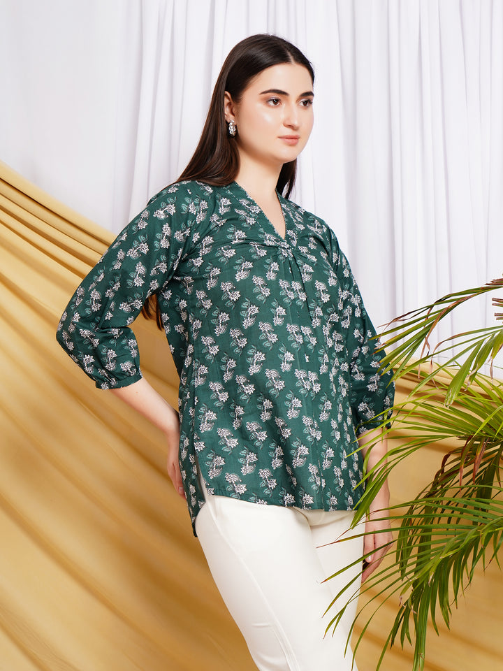 Aranya Ethnic Motif Printed Pure Cotton Top