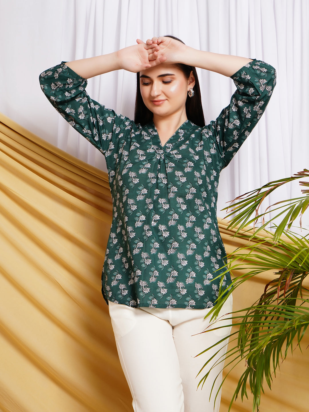 Aranya Ethnic Motif Printed Pure Cotton Top