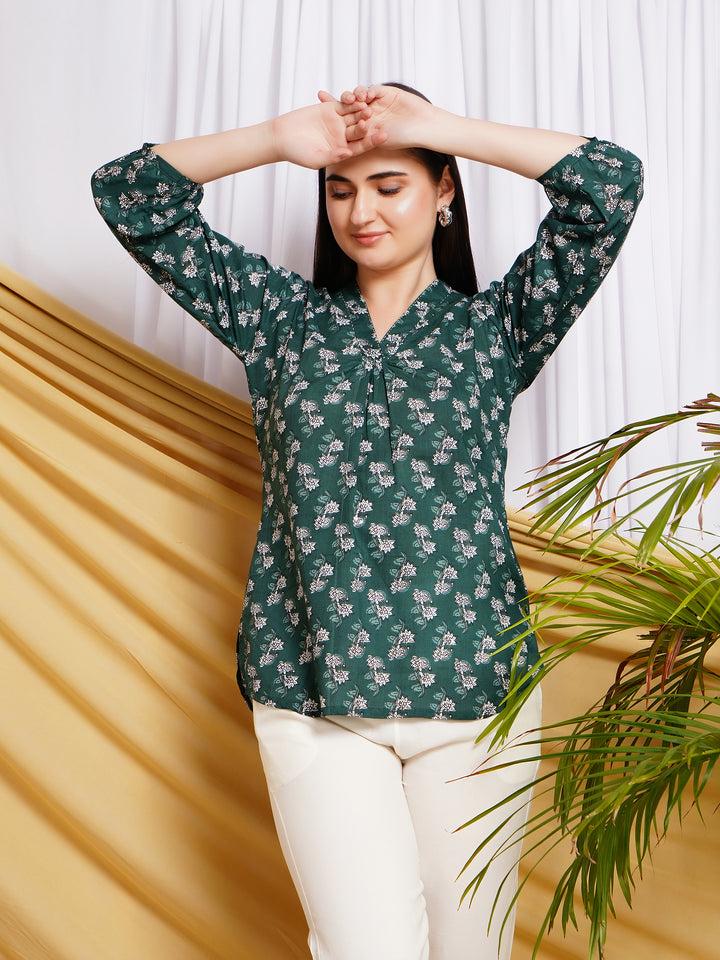 Aranya Ethnic Motif Printed Pure Cotton Top
