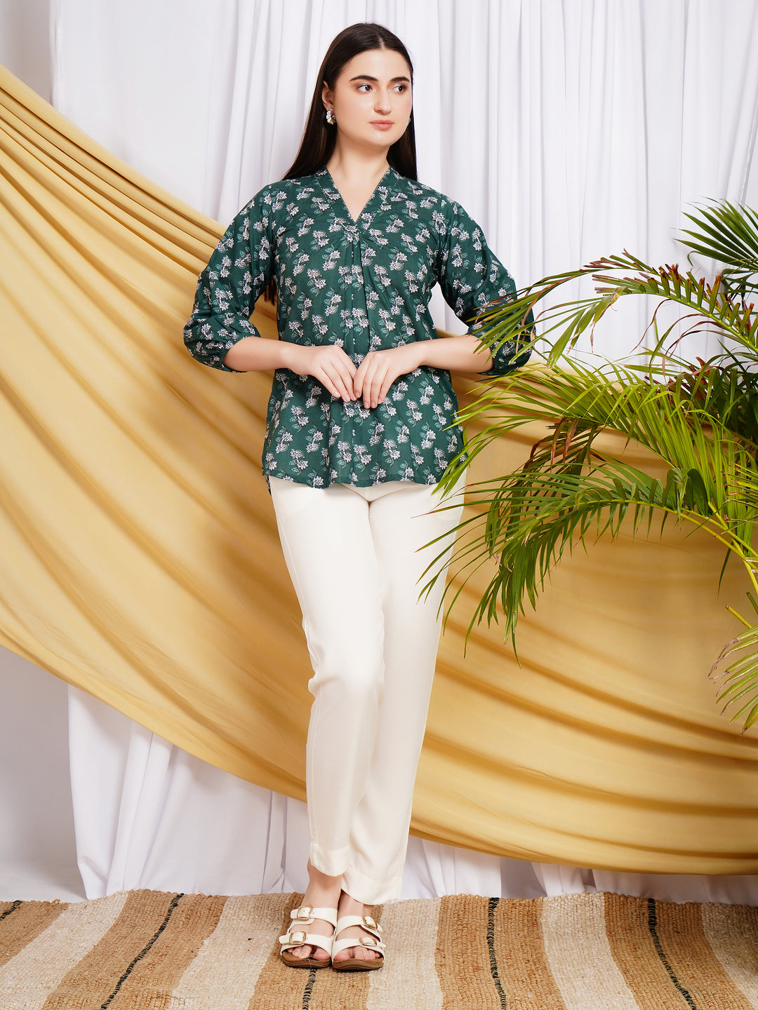 Aranya Ethnic Motif Printed Pure Cotton Top