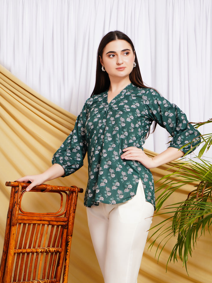 Aranya Ethnic Motif Printed Pure Cotton Top