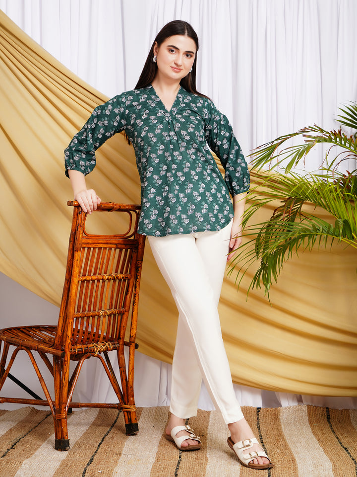Aranya Ethnic Motif Printed Pure Cotton Top