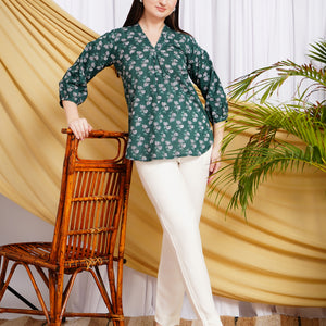 Aranya Ethnic Motif Printed Pure Cotton Top