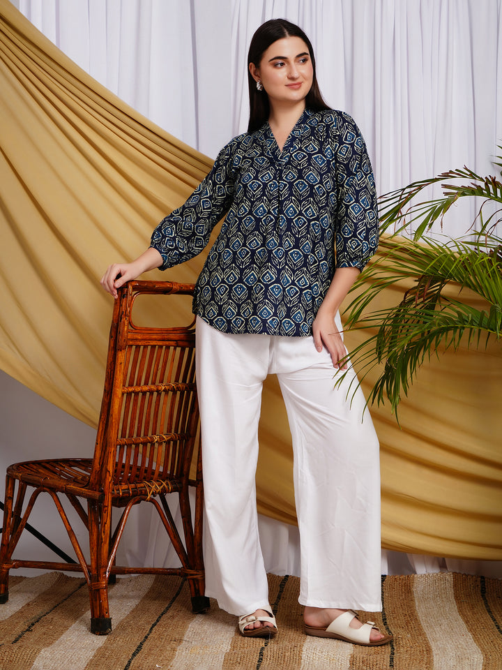 Nabh Ethnic Motif Printed Pure Cotton Top
