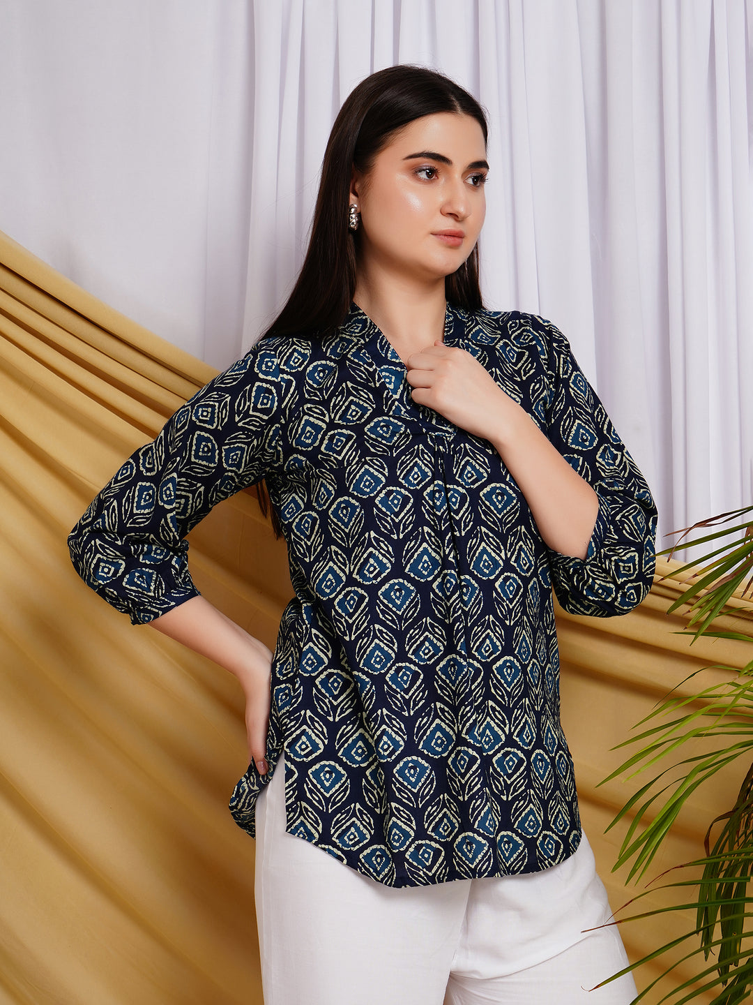 Nabh Ethnic Motif Printed Pure Cotton Top