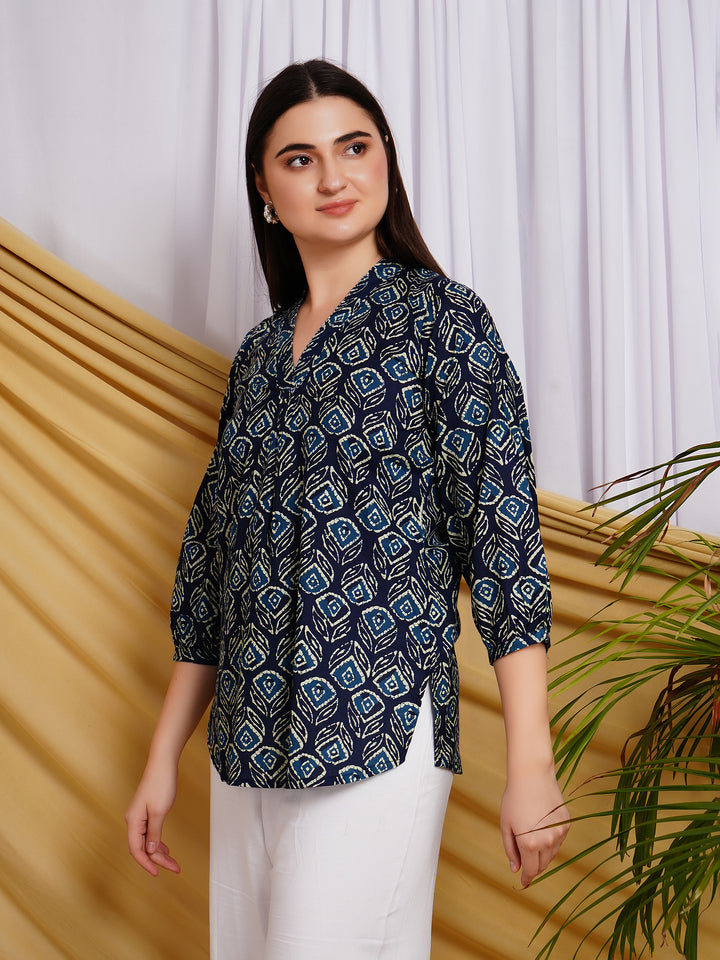 Nabh Ethnic Motif Printed Pure Cotton Top