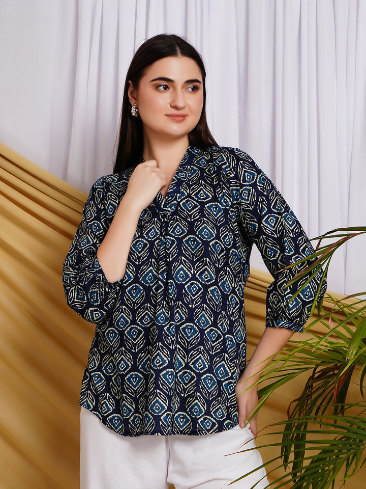Nabh Ethnic Motif Printed Pure Cotton Top