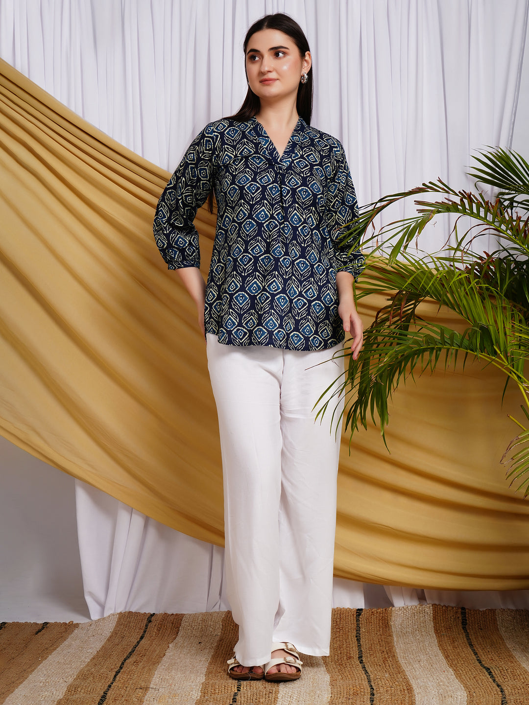 Nabh Ethnic Motif Printed Pure Cotton Top