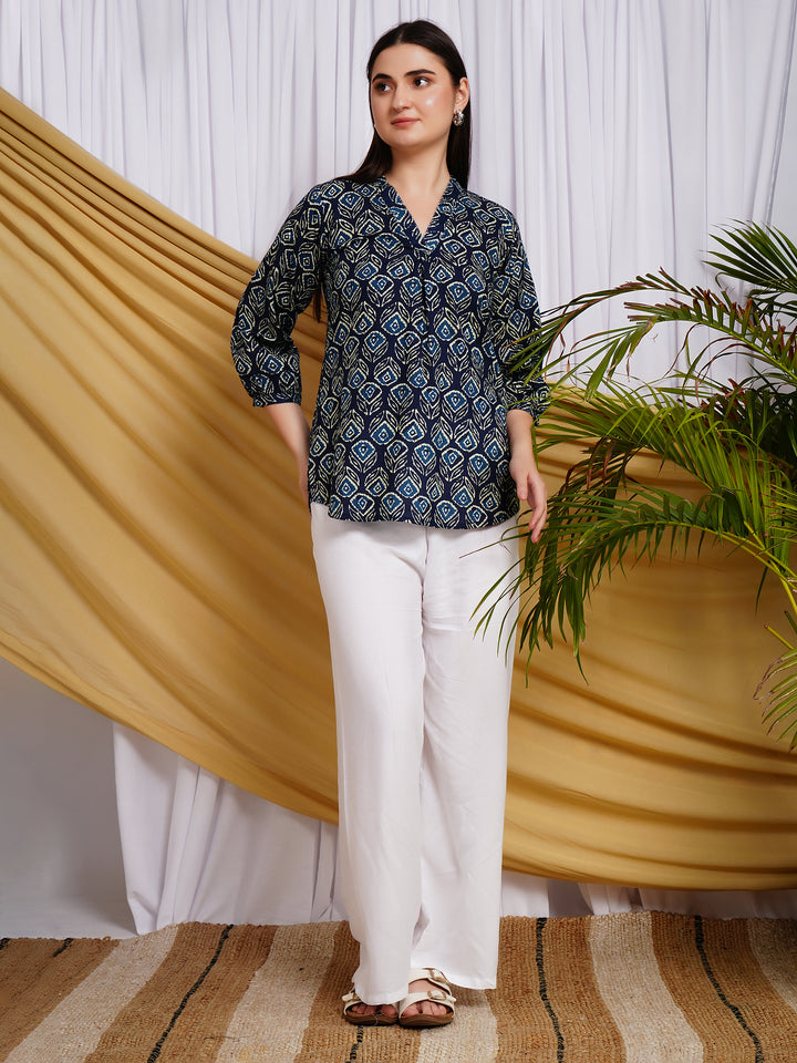 Nabh Ethnic Motif Printed Pure Cotton Top