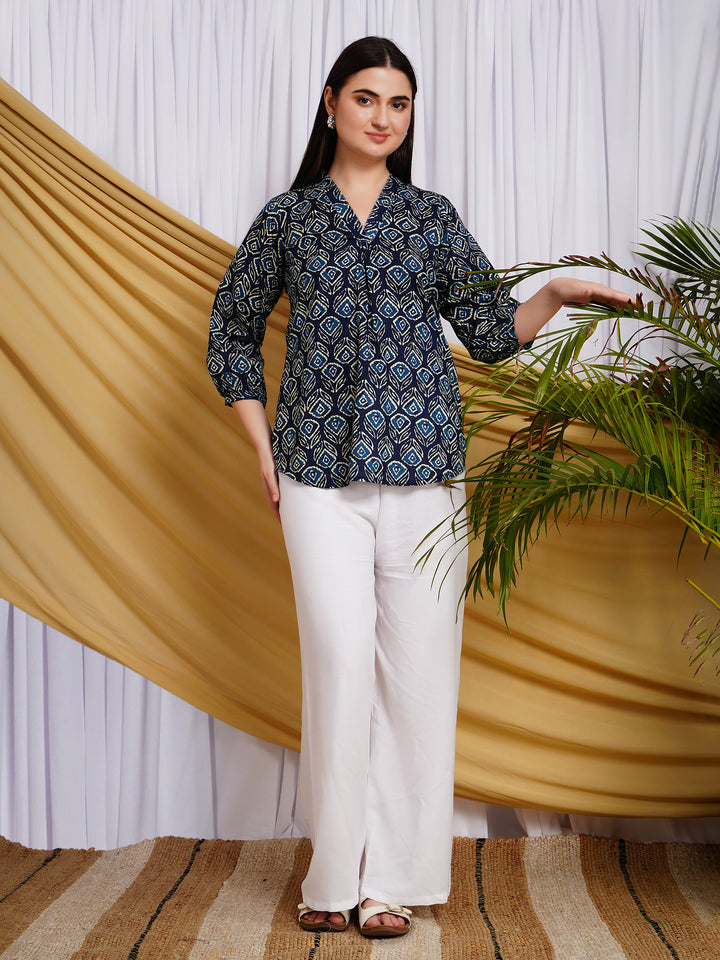 Nabh Ethnic Motif Printed Pure Cotton Top