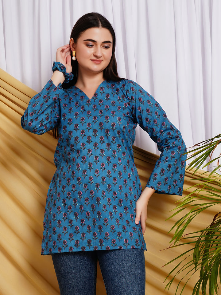 Tarang Printed Pure Cotton V-Neck Kurti