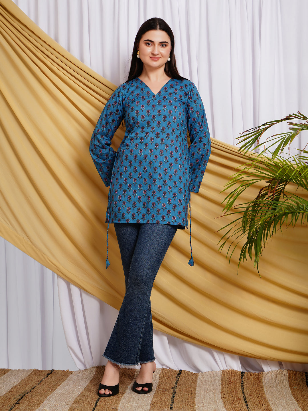 Tarang Printed Pure Cotton V-Neck Kurti