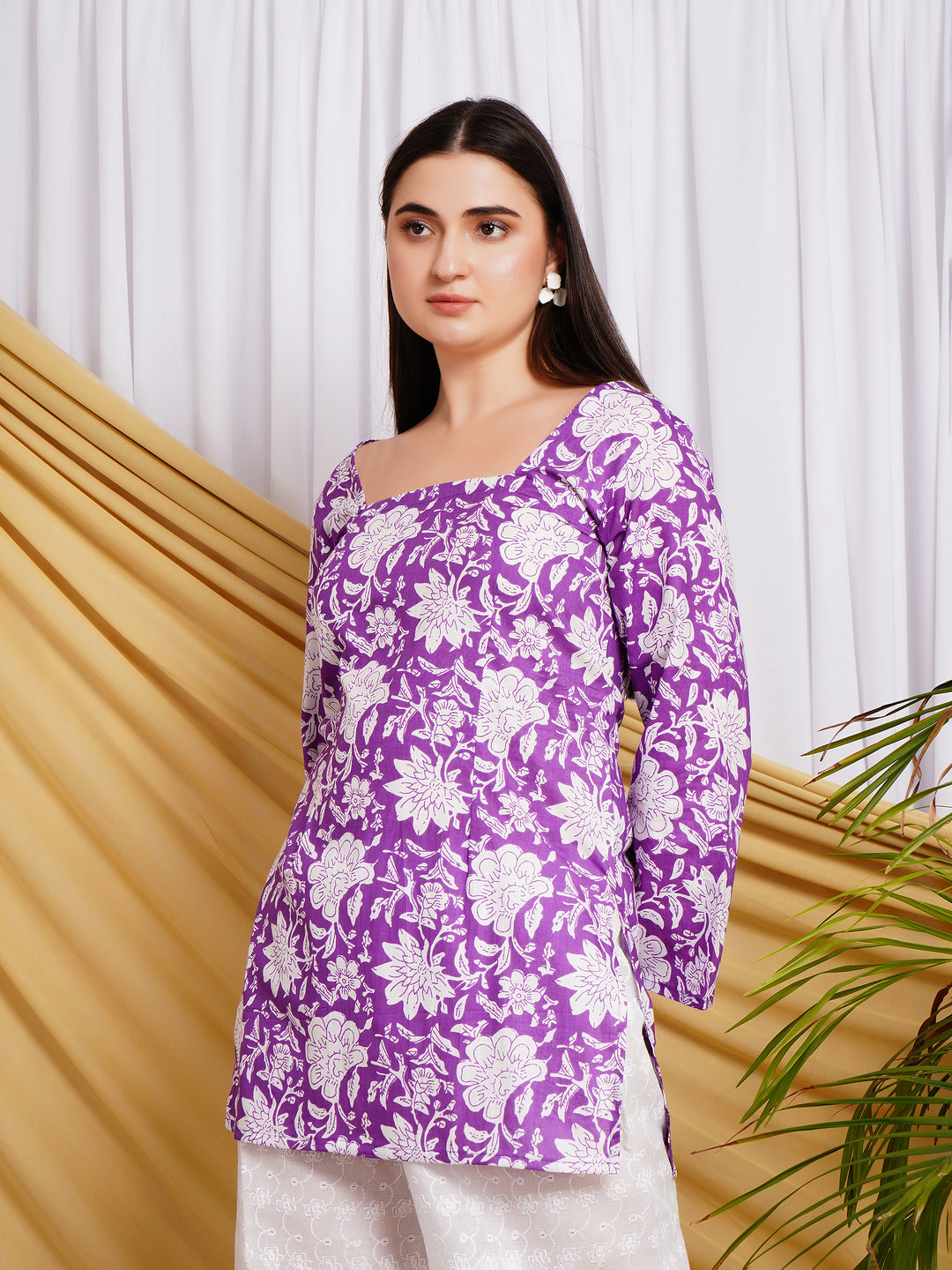 Nargis Block Print Square neck Pure Cotton Kurti
