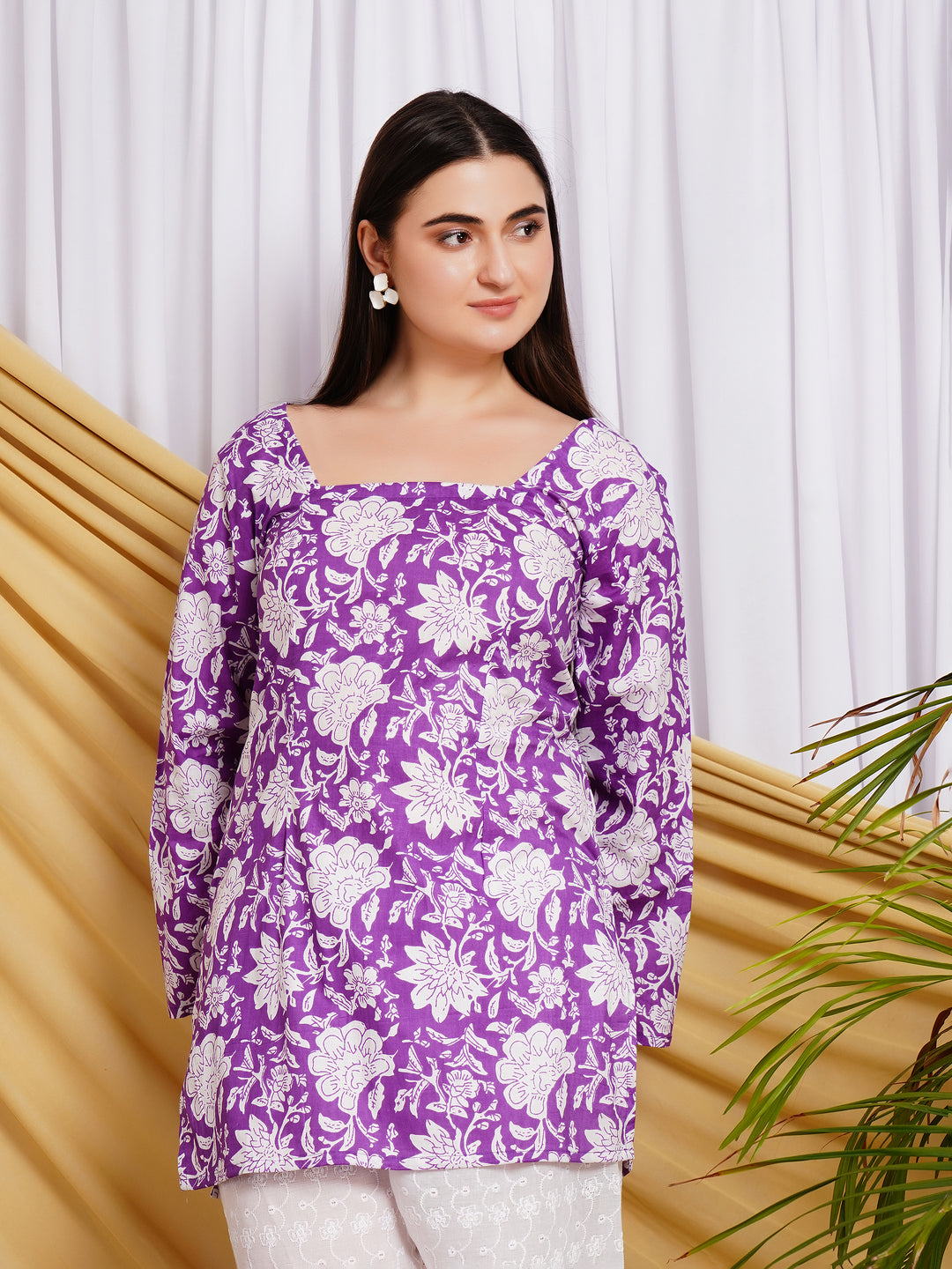 Nargis Block Print Square neck Pure Cotton Kurti
