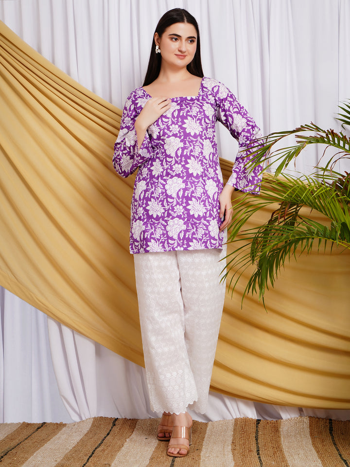 Nargis Block Print Square neck Pure Cotton Kurti