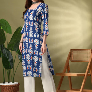 Blue Printed  Cotton Kurta